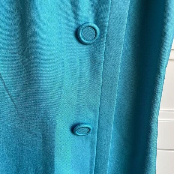 Vtg Talbots Womens Column Dress 8 Turquoise 100% Silk Lined Old Money Business - Picture 6 of 9